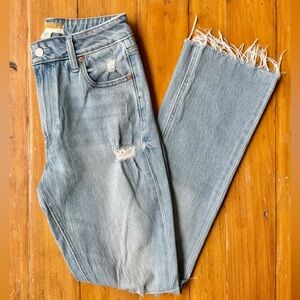 Maurices Light Blue Boot Cut Jeans with Frayed Hem